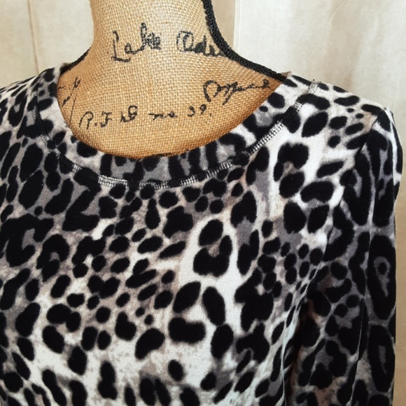Plush Velour Leopard Print Long Sleeve Pullover Top Sz S - Picture 2 of 14